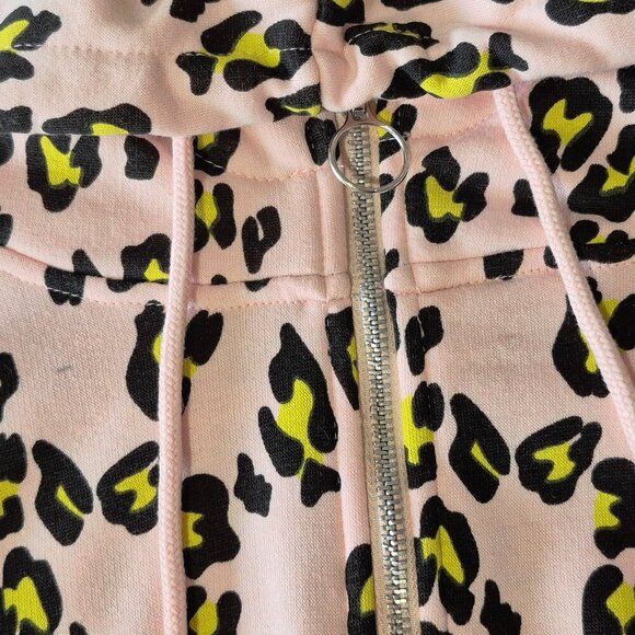 EUC Genetic Apparel pink & white animal print colour block hooded sweatshirt, L - Picture 8 of 10
